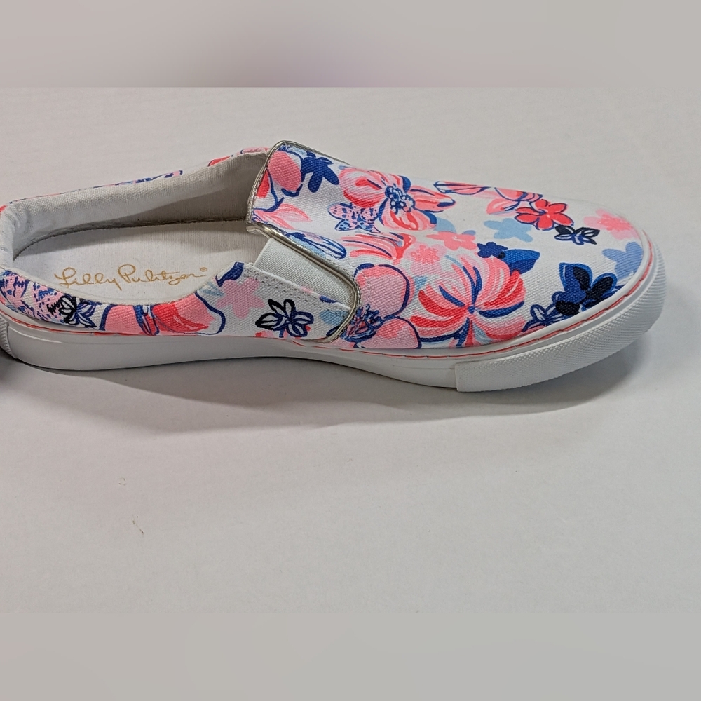Lily Pulitzer Julie slip on sneaker shoes neon floral preppy style casual slides - Picture 9 of 9
